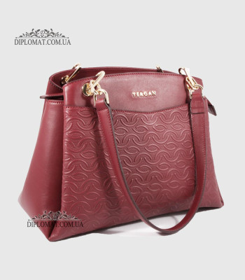 Сумка женская кожаная на плечо TERGAN 79132 BORDO NAPPA Бордовый
