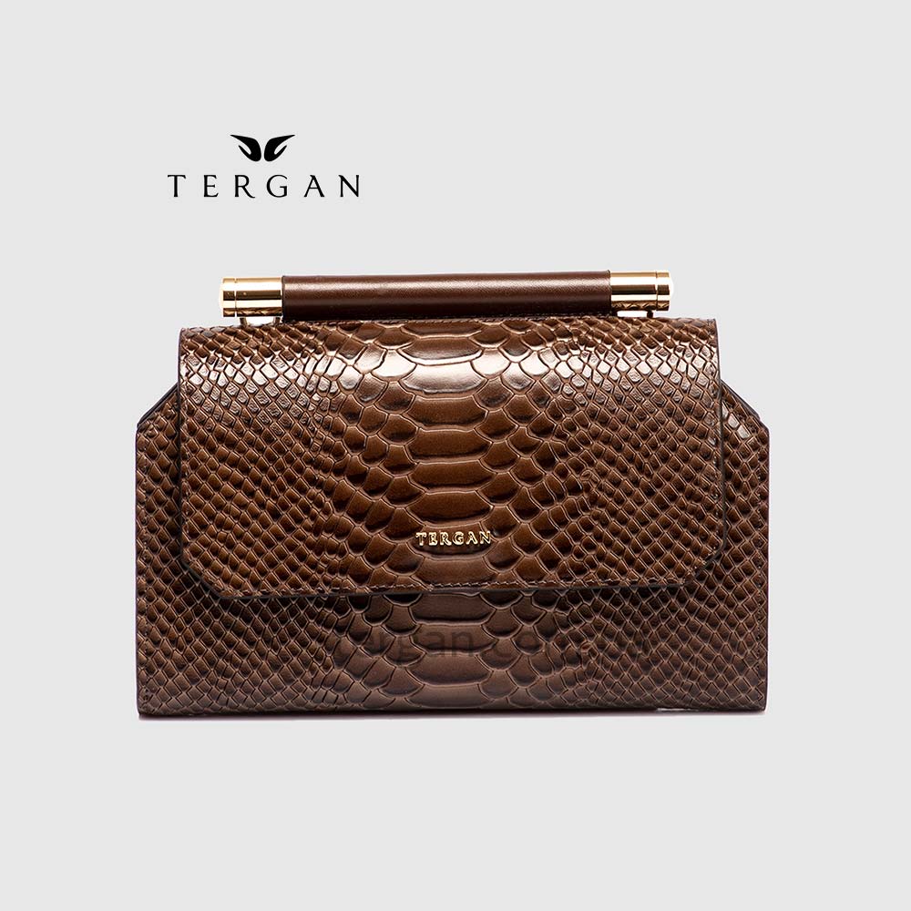 Сумка Женская Кожаная TERGAN 5806  KUM-PYTHON / KUM-ANALİN Кофейный Кофейный
