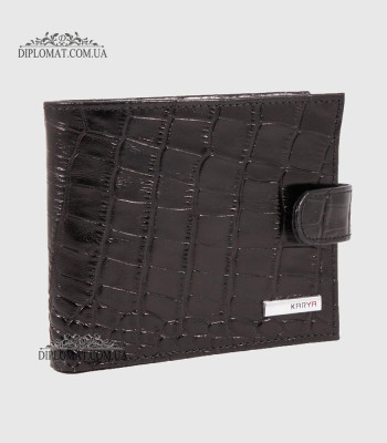 Портмоне мужское KARYA 0431 кожаное с монетницей и отделением на молнии 53 Black Croco