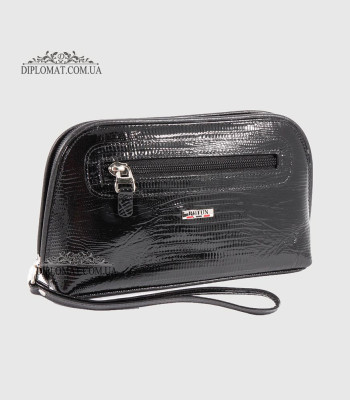 Косметичка женская Кожаная с карманом на молнии BUTUN B.665 005001 Lizard Black