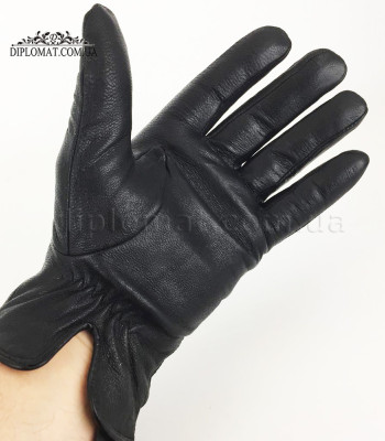 Перчатки мужские кожаные с махровым утеплителем KALINA M20-62-2 Черные LAMB BLACK Размеры  10,5-12,5
