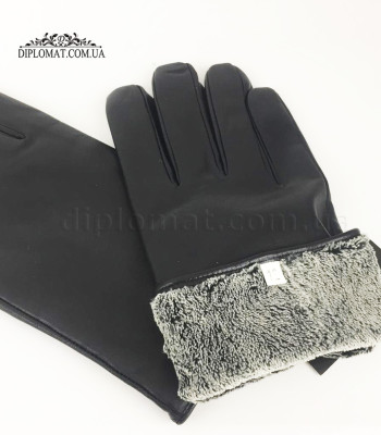 Перчатки мужские с кожи Лайка PAIDI M20-232-2 Черные с махровым утеплителем LAMB BLACK Размеры  11-13