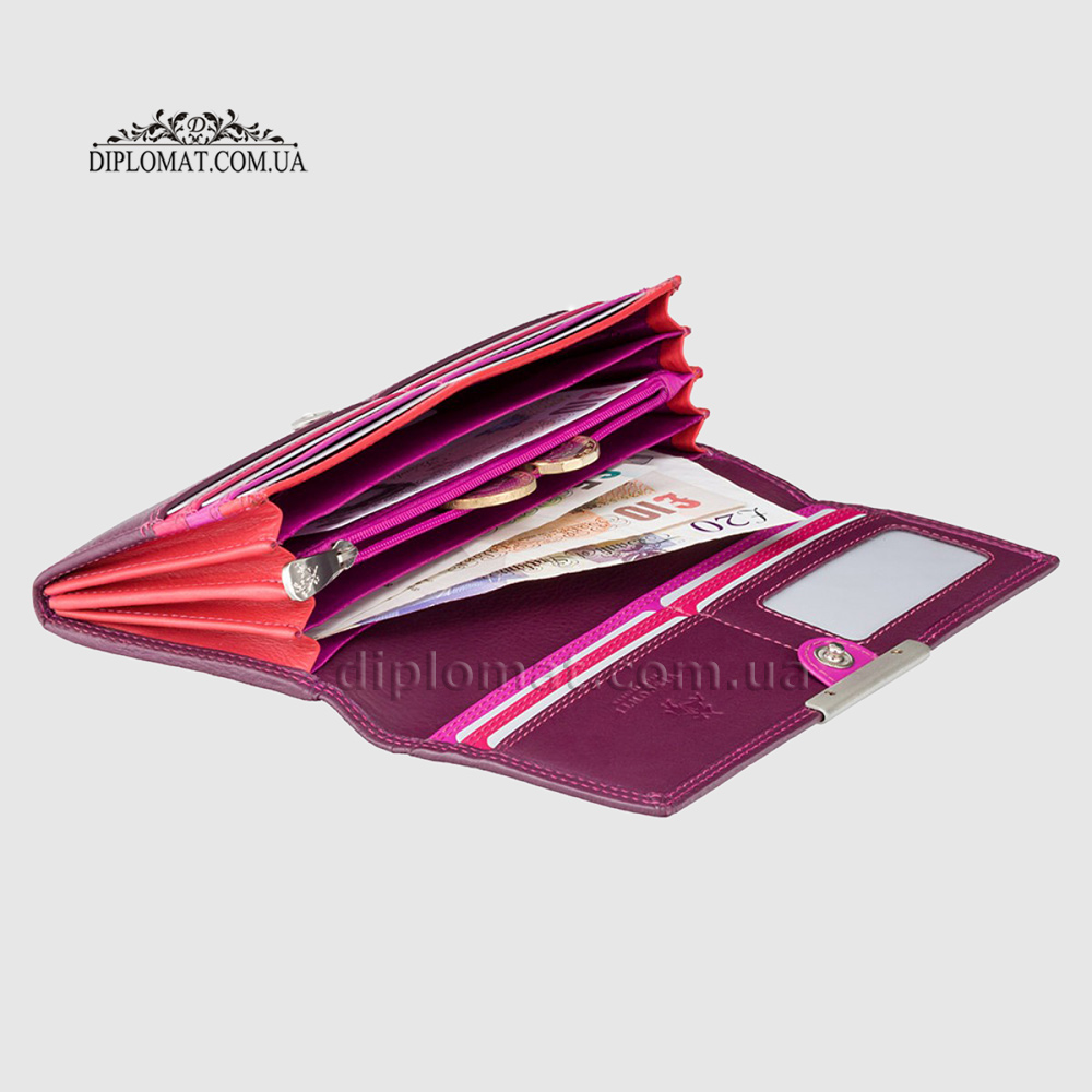 Кошелек женский кожаный VISCONTI R11 Paloma c RFID  Plum Multi  Сиреневый