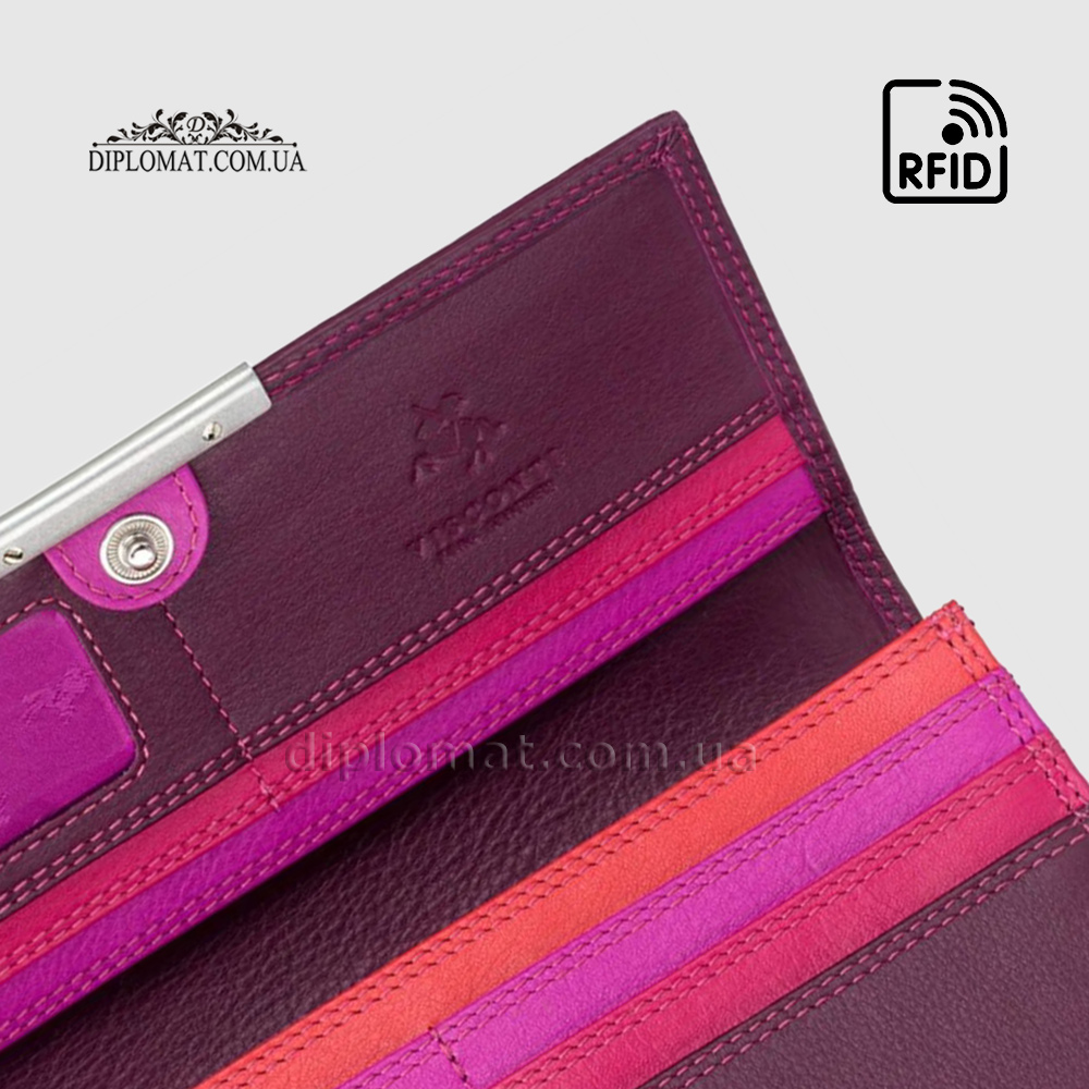 Кошелек женский кожаный VISCONTI R11 Paloma c RFID  Plum Multi  Сиреневый