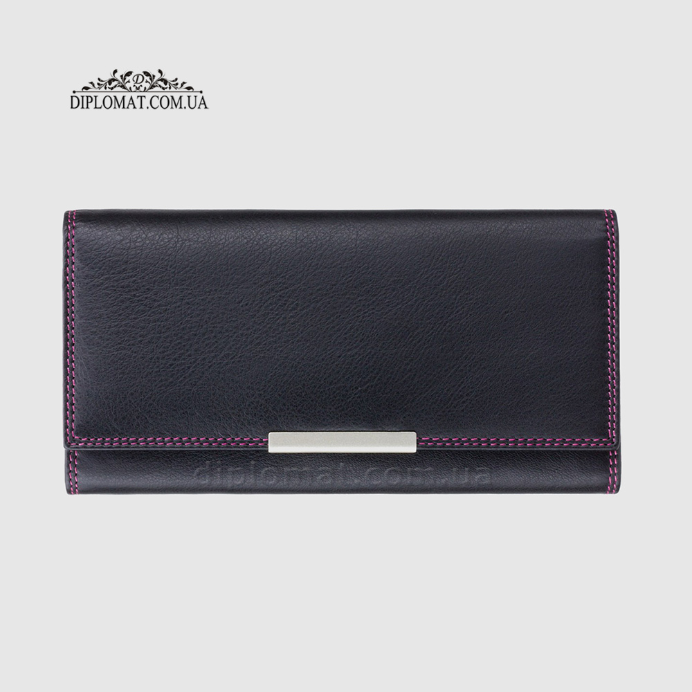 Кошелек женский кожаный VISCONTI R11 Paloma c RFID  Black Berry Черный Сереневый
