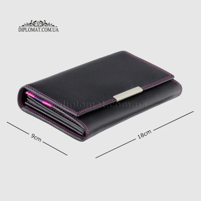 Кошелек женский кожаный VISCONTI R11 Paloma c RFID  Black Berry Черный Сереневый