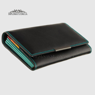 Кошелек женский кожаный VISCONTI R11 Paloma c RFID  Black/Rhumba Черный Мультиколор