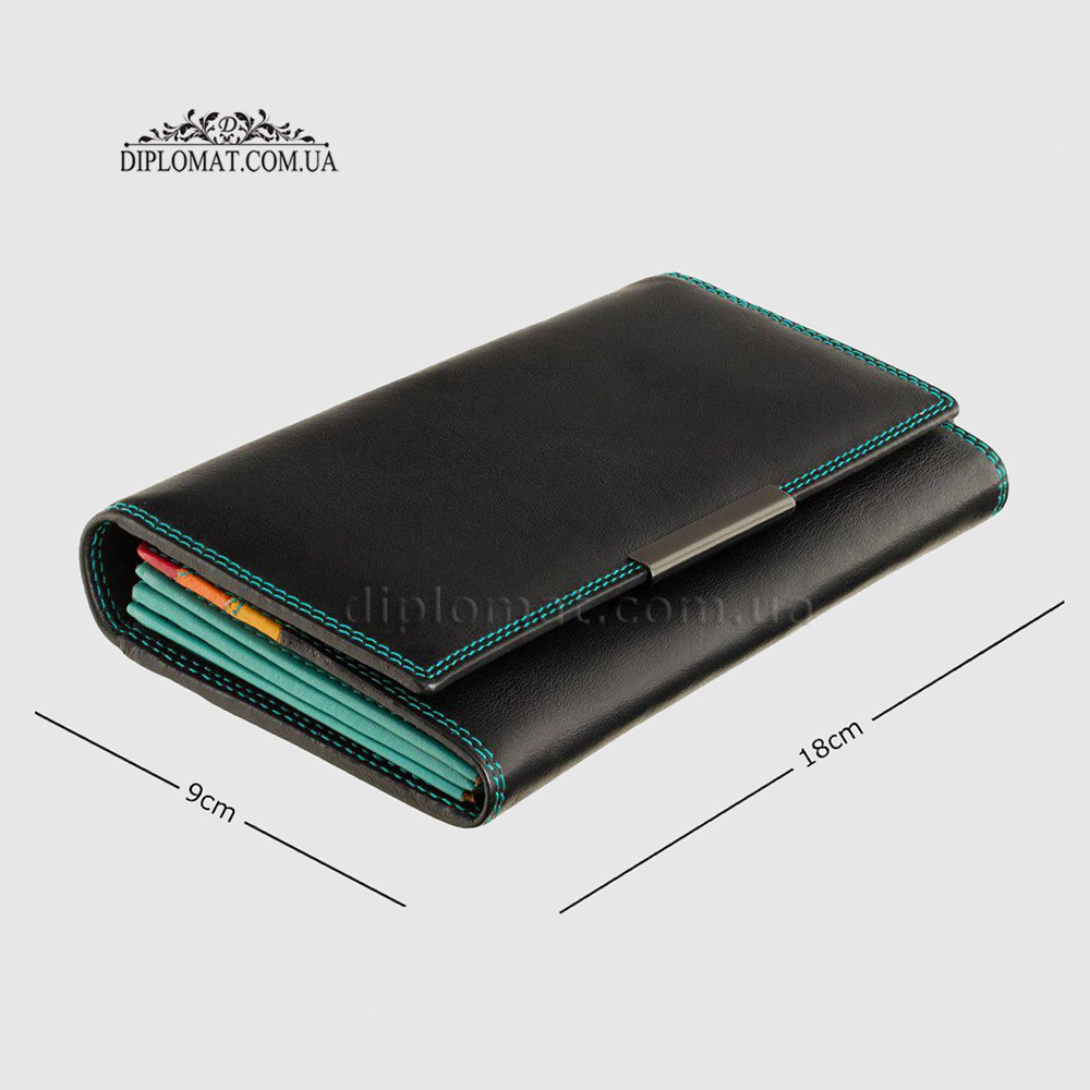 Кошелек женский кожаный VISCONTI R11 Paloma c RFID  Black/Rhumba Черный Мультиколор
