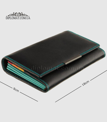 Кошелек женский кожаный VISCONTI R11 Paloma c RFID Black/Rhumba