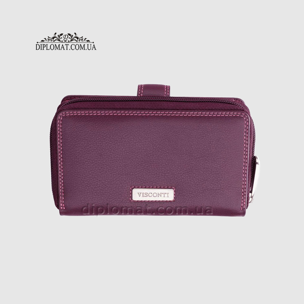 Кошелек кожаный женский VISCONTI R13 Carmelo c RFID  Plum Multi