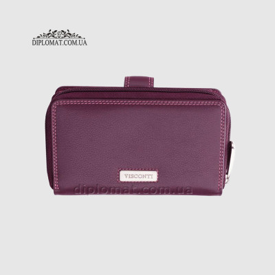Кошелек кожаный женский VISCONTI R13 Carmelo c RFID  Plum Multi