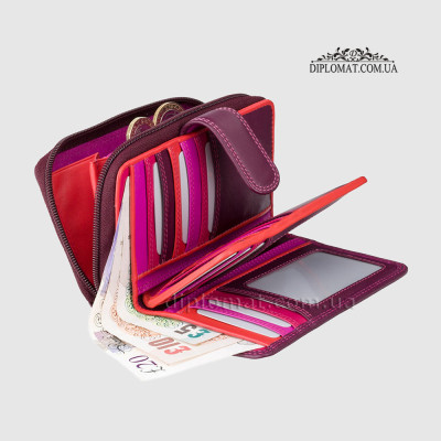 Кошелек кожаный женский VISCONTI R13 Carmelo c RFID  Plum Multi