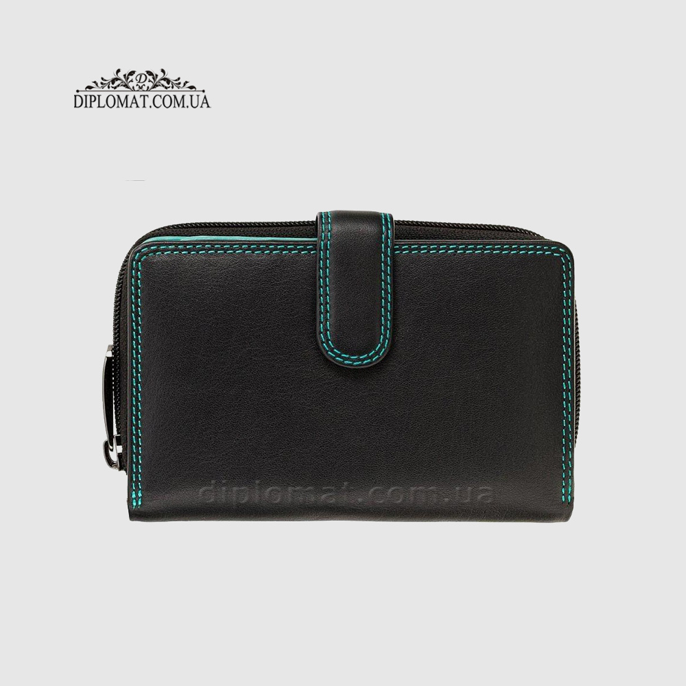 Кошелек кожаный женский VISCONTI R13 Carmelo c RFID  Black/Rhumba Черный