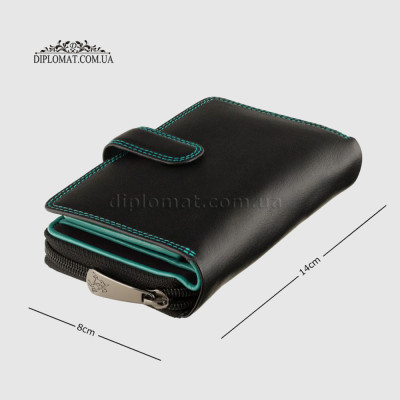 Кошелек кожаный женский VISCONTI R13 Carmelo c RFID  Black/Rhumba Черный