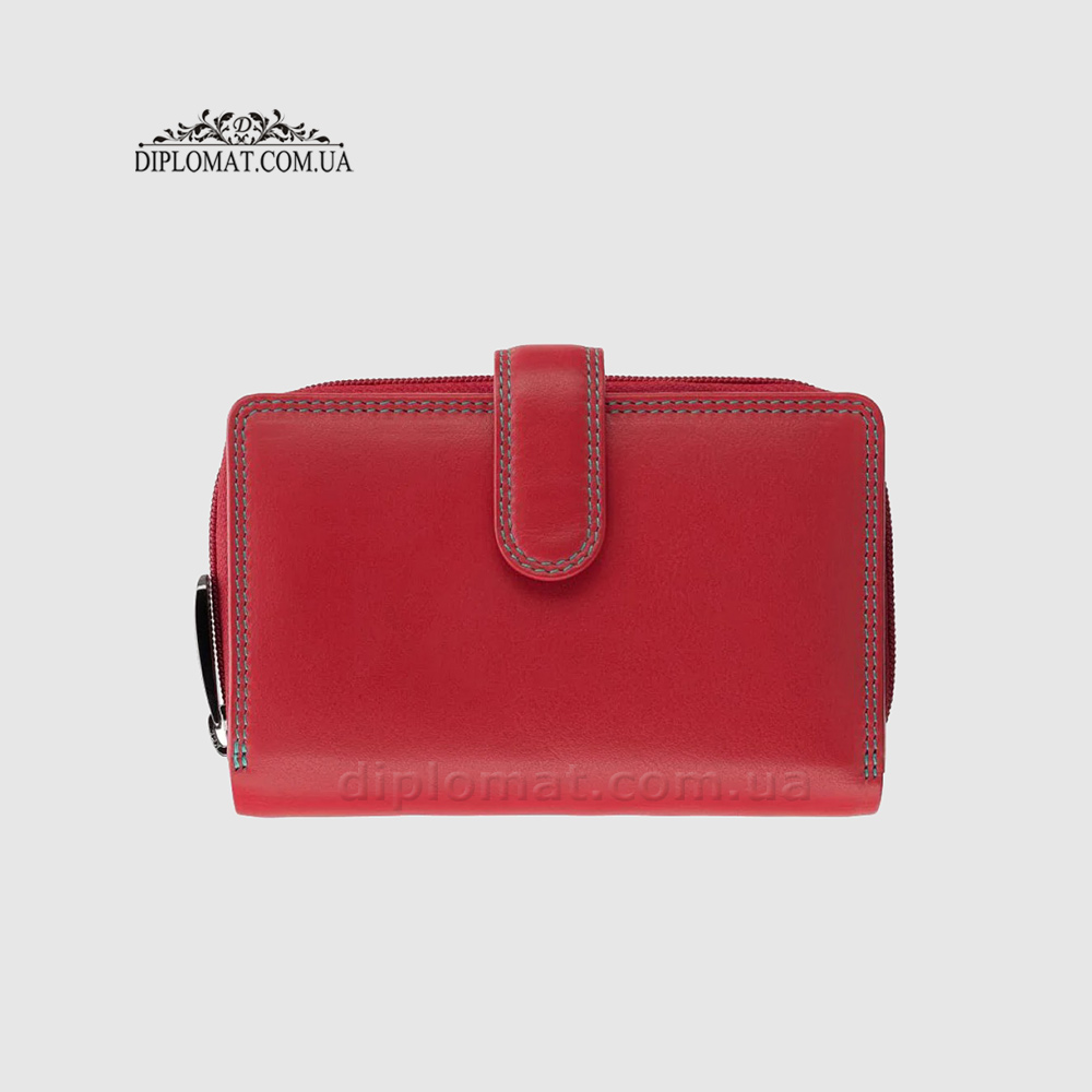 Кошелек кожаный женский VISCONTI R13 Carmelo c RFID  Red/Rhumba Краный