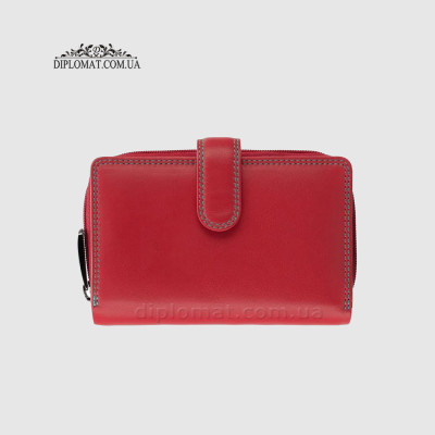 Кошелек кожаный женский VISCONTI R13 Carmelo c RFID  Red/Rhumba Краный