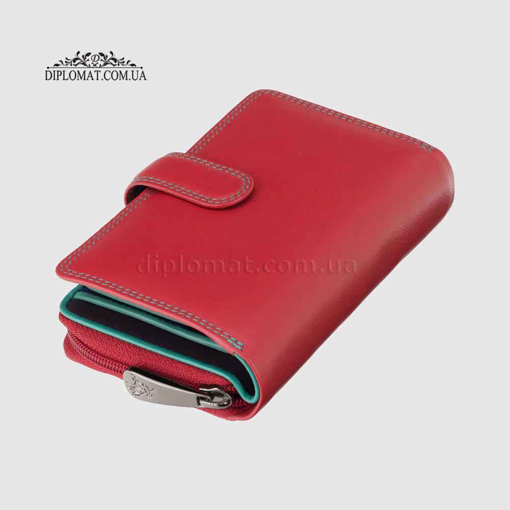Кошелек кожаный женский VISCONTI R13 Carmelo c RFID  Red/Rhumba Краный