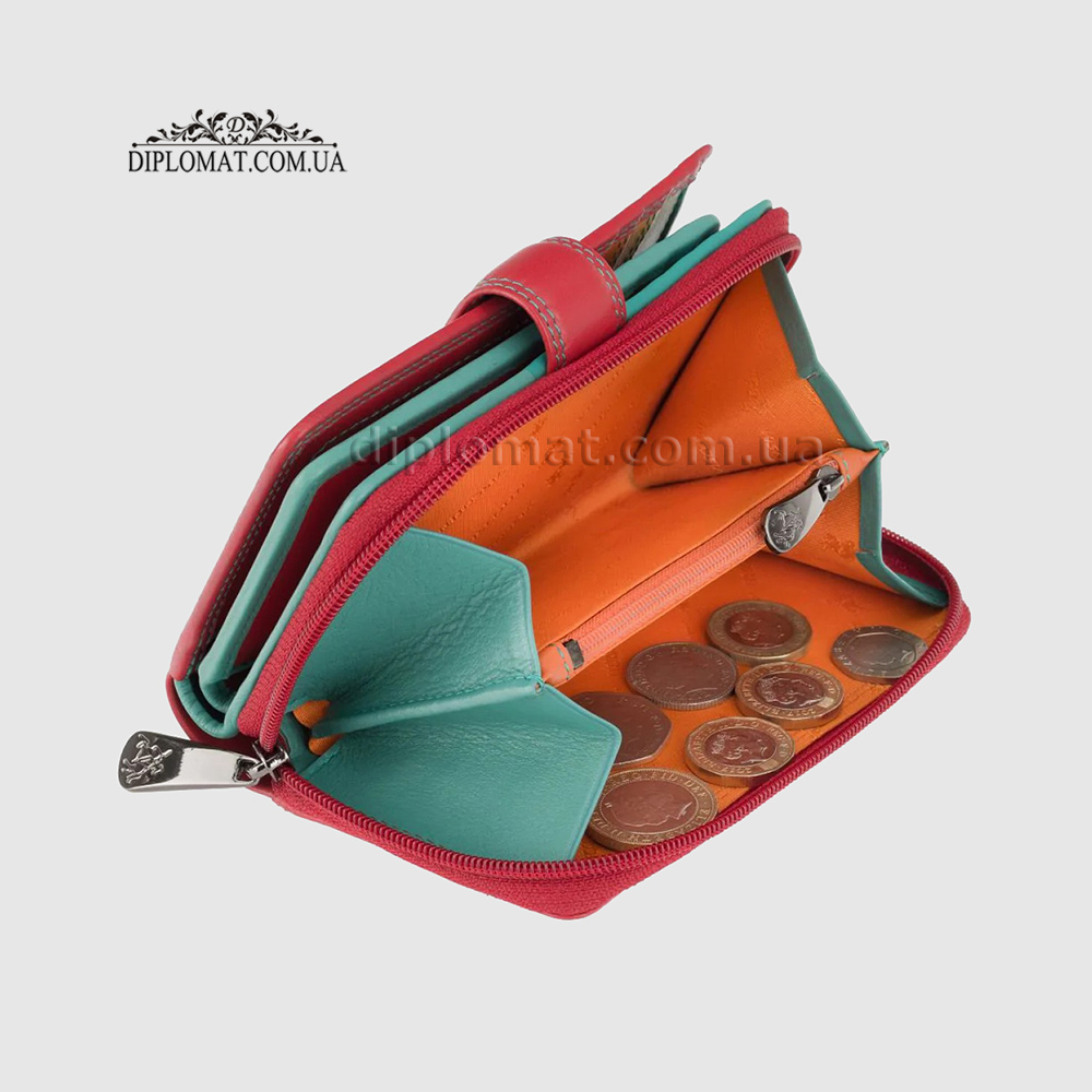 Кошелек кожаный женский VISCONTI R13 Carmelo c RFID  Red/Rhumba Краный