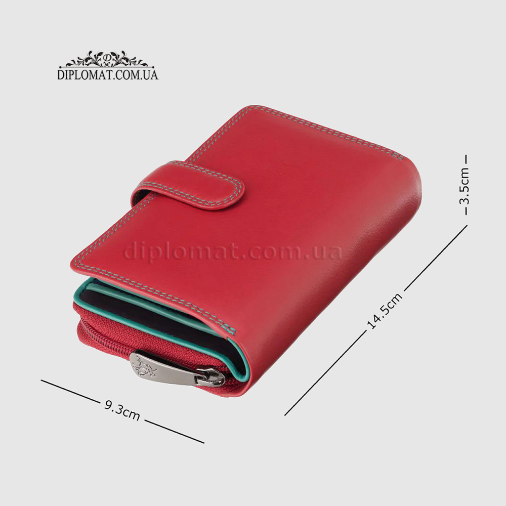 Кошелек кожаный женский VISCONTI R13 Carmelo c RFID  Red/Rhumba Краный