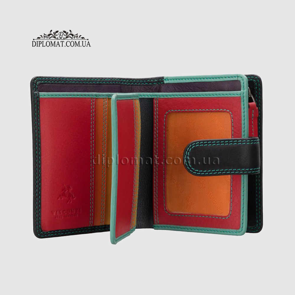 Кошелек женский кожаный VISCONTI RB40 Bali c RFID    Black/Rhumba Черный Мультиколор