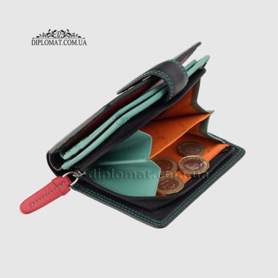 Кошелек женский кожаный VISCONTI RB40 Bali c RFID    Black/Rhumba Черный Мультиколор