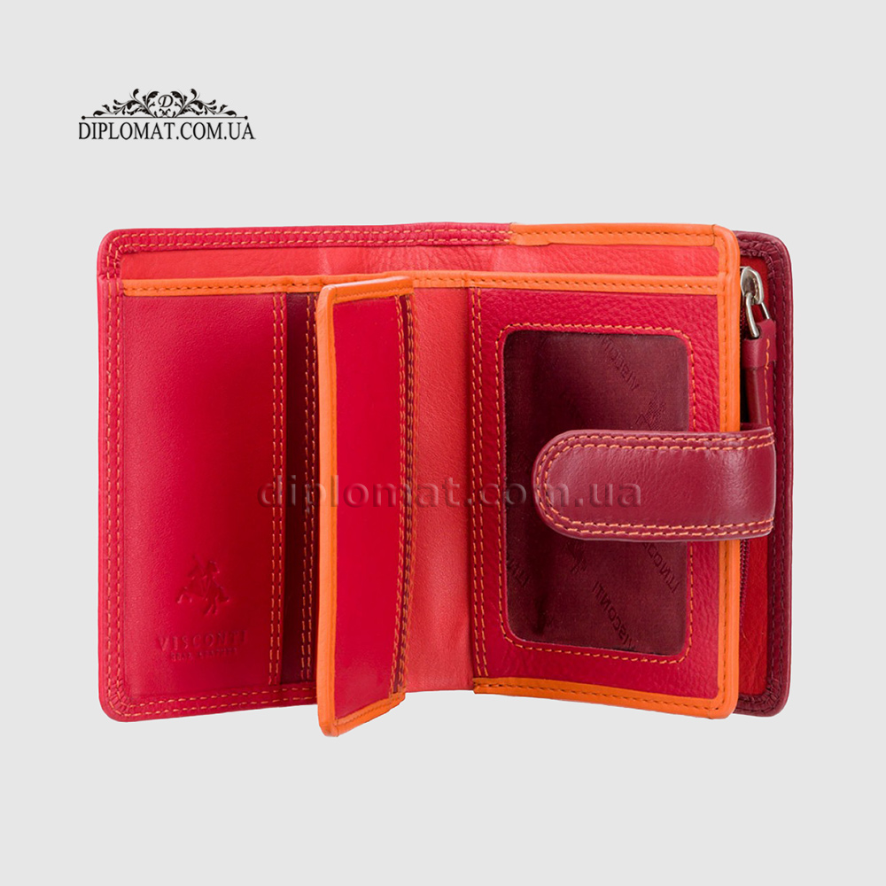 Кошелек женский кожаный VISCONTI RB40 Bali c RFID    Red/Multi Красный Мультиколор