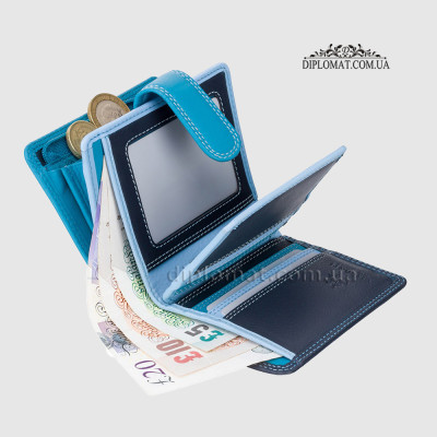 Кошелек женский кожаный VISCONTI RB40 Bali c RFID    Blue Multi  Голубой Мультиколор