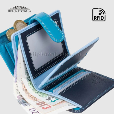 Кошелек женский кожаный VISCONTI RB40 Bali c RFID    Blue Multi  Голубой Мультиколор