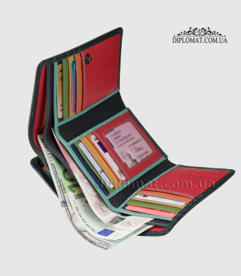 Кошелек женский кожаный VISCONTI RB43 Bora c RFID Black/Rhumba