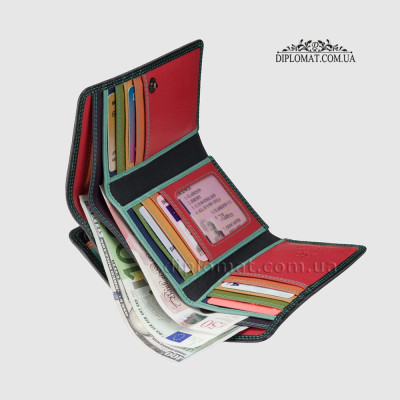 Кошелек женский кожаный VISCONTI RB43 c RFID  Black/Rhumba