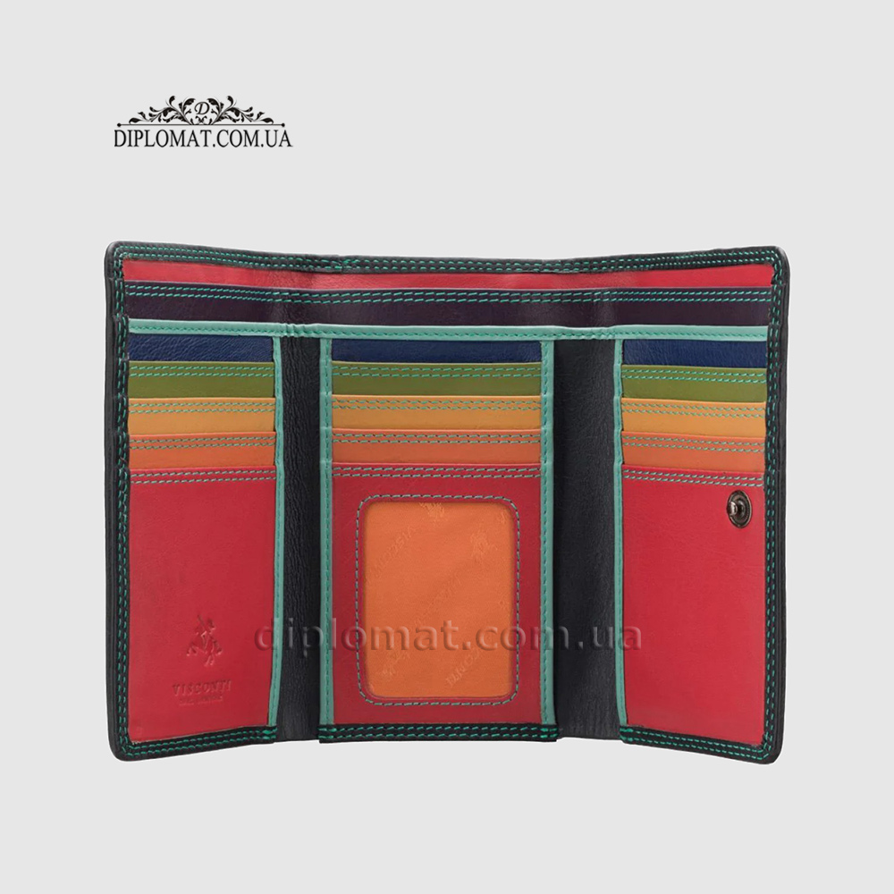 Кошелек женский кожаный VISCONTI RB43 c RFID  Black/Rhumba