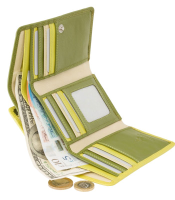Кошелек женский кожаный VISCONTI RB43 Bora c RFID Lime Multi