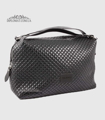 Сумка Женская Кожаная VALIENTE 892 Средняя Отделение на металлической молнииSHANTAL Black PRADA Black