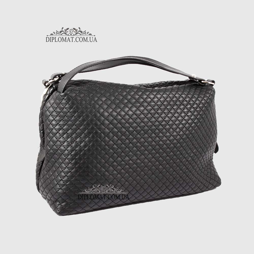 Сумка Женская Кожаная VALIENTE 892 Средняя Отделение на металлической молнии Shantal Black PRADA Black Черный