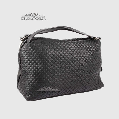 Сумка Женская Кожаная VALIENTE 892 Средняя Отделение на металлической молнии Shantal Black PRADA Black Черный