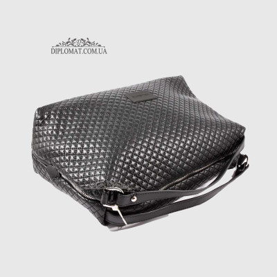 Сумка Женская Кожаная VALIENTE 892 Средняя Отделение на металлической молнии Shantal Black PRADA Black Черный
