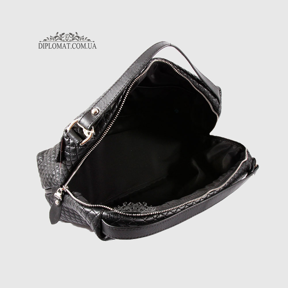 Сумка Женская Кожаная VALIENTE 892 Средняя Отделение на металлической молнии Shantal Black PRADA Black Черный