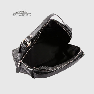 Сумка Женская Кожаная VALIENTE 892 Средняя Отделение на металлической молнии Shantal Black PRADA Black Черный