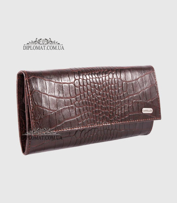 Кошелек женский CANPELLINI 2030 Кожаный Под прямую Купюру11 BROWN CROCO Коричневый