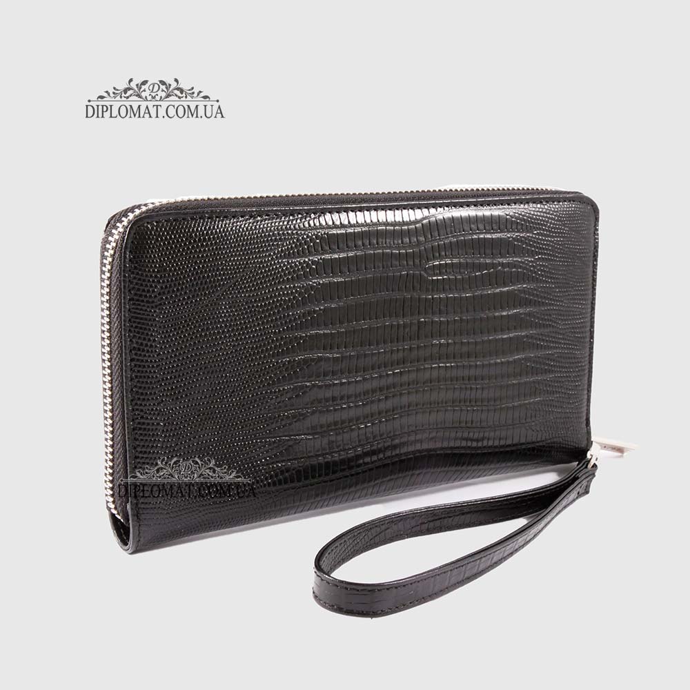 Клатч мужской CANPELLINI 750 Кожаный На молнии 8 BLACK REPTILE Черный  Черный