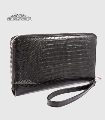 Клатч мужской CANPELLINI 750 Кожаный На молнии8 BLACK REPTILE Черный
