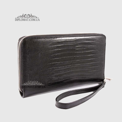 Клатч мужской CANPELLINI 750 Кожаный На молнии 8 BLACK REPTILE Черный  Черный