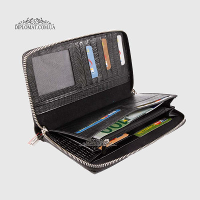 Клатч мужской CANPELLINI 750 Кожаный На молнии 8 BLACK REPTILE Черный  Черный