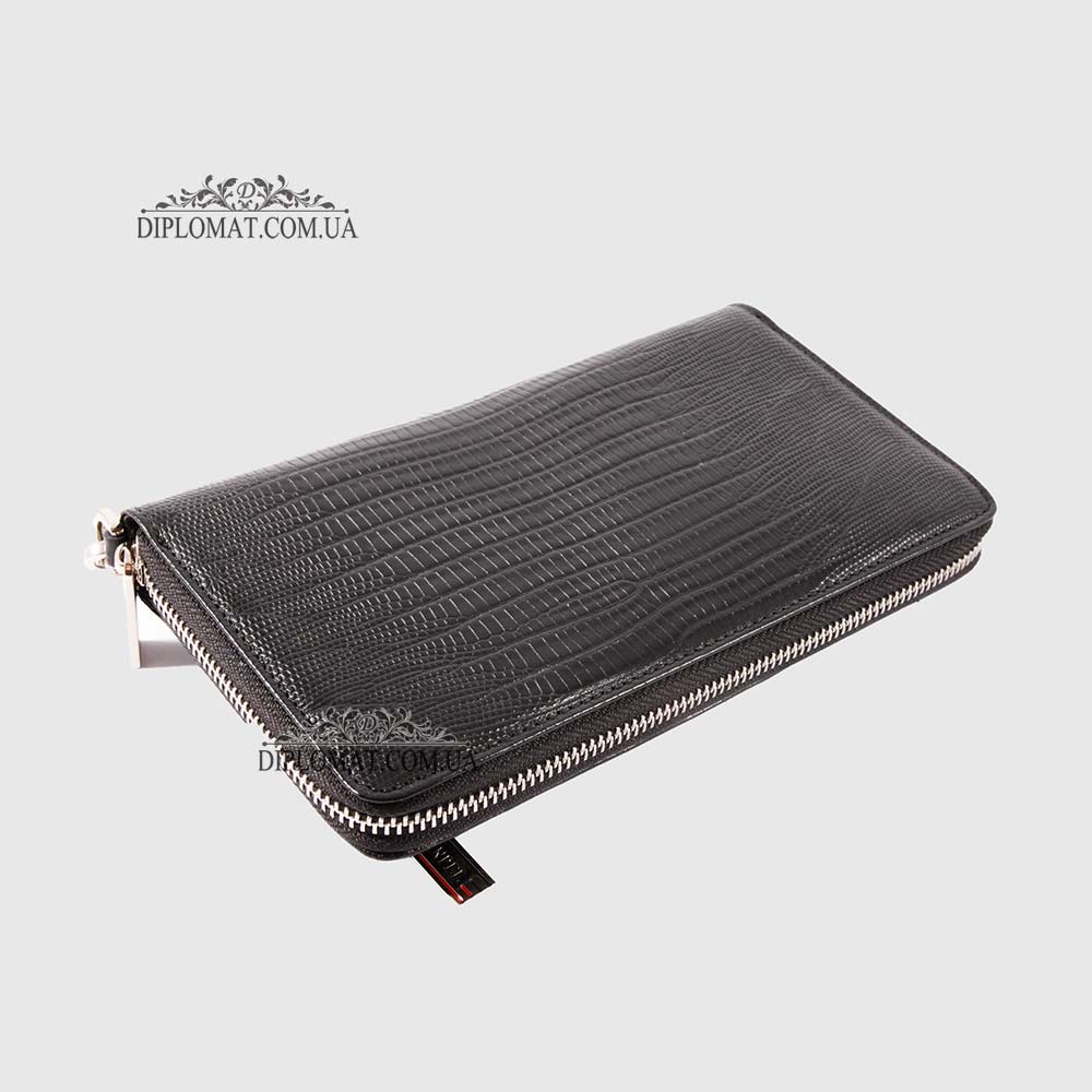 Клатч мужской CANPELLINI 750 Кожаный На молнии 8 BLACK REPTILE Черный  Черный