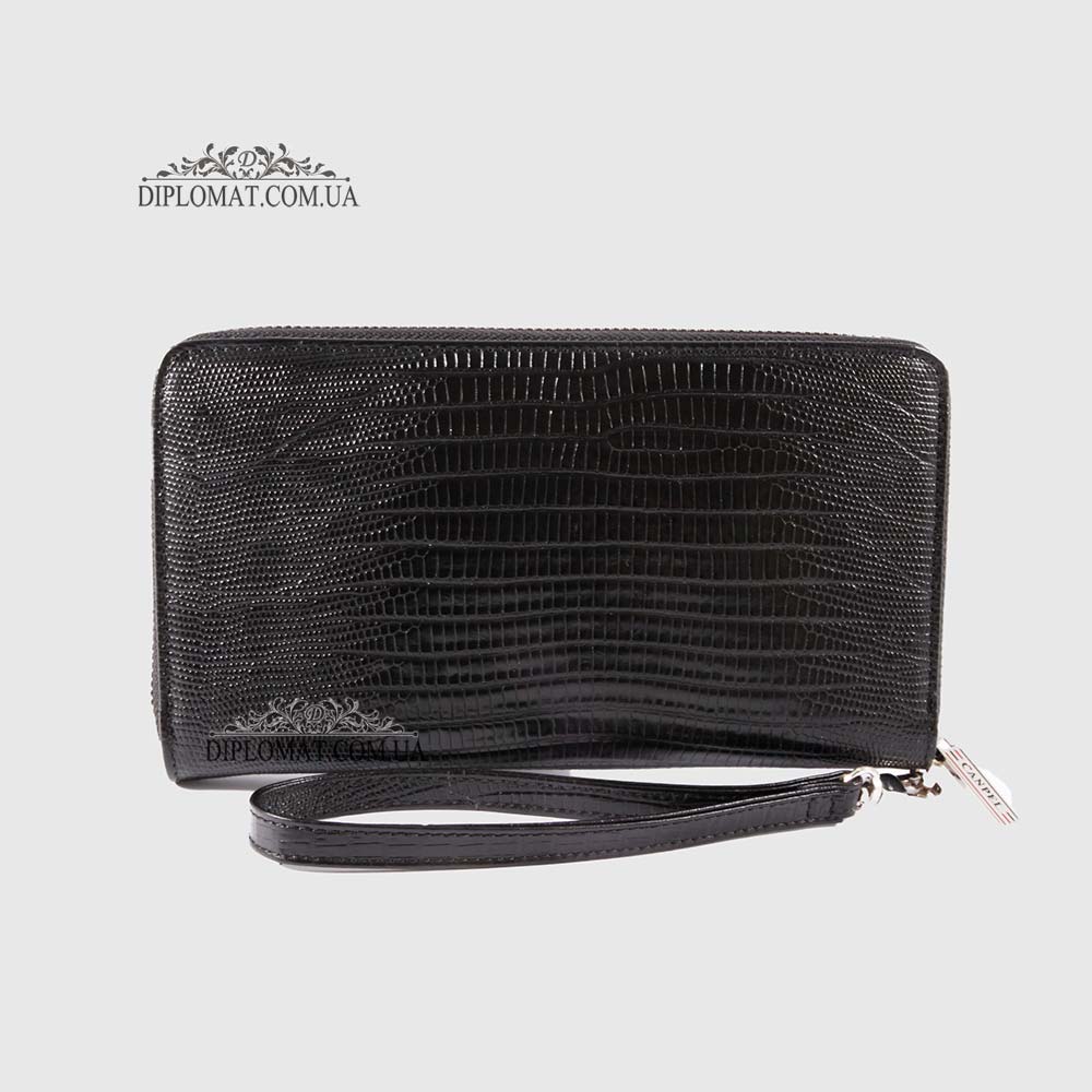 Клатч мужской CANPELLINI 750 Кожаный На молнии 8 BLACK REPTILE Черный  Черный