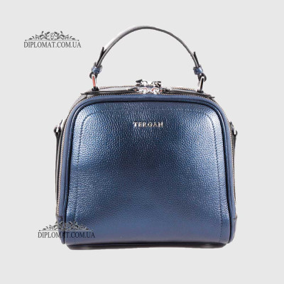 Сумка Сундук женская Кожаная TERGAN 79135  LACIVERT PERLA MIMOZA Синий