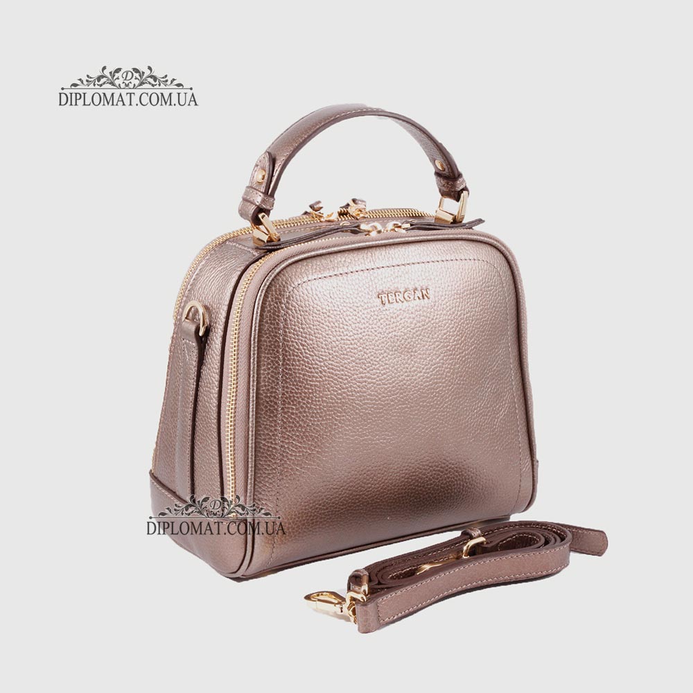 Сумка Сундук женская Кожаная TERGAN 79135  BRONZ PERLA MIMOZA