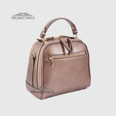 Сумка Сундук женская Кожаная TERGAN 79135  BRONZ PERLA MIMOZA