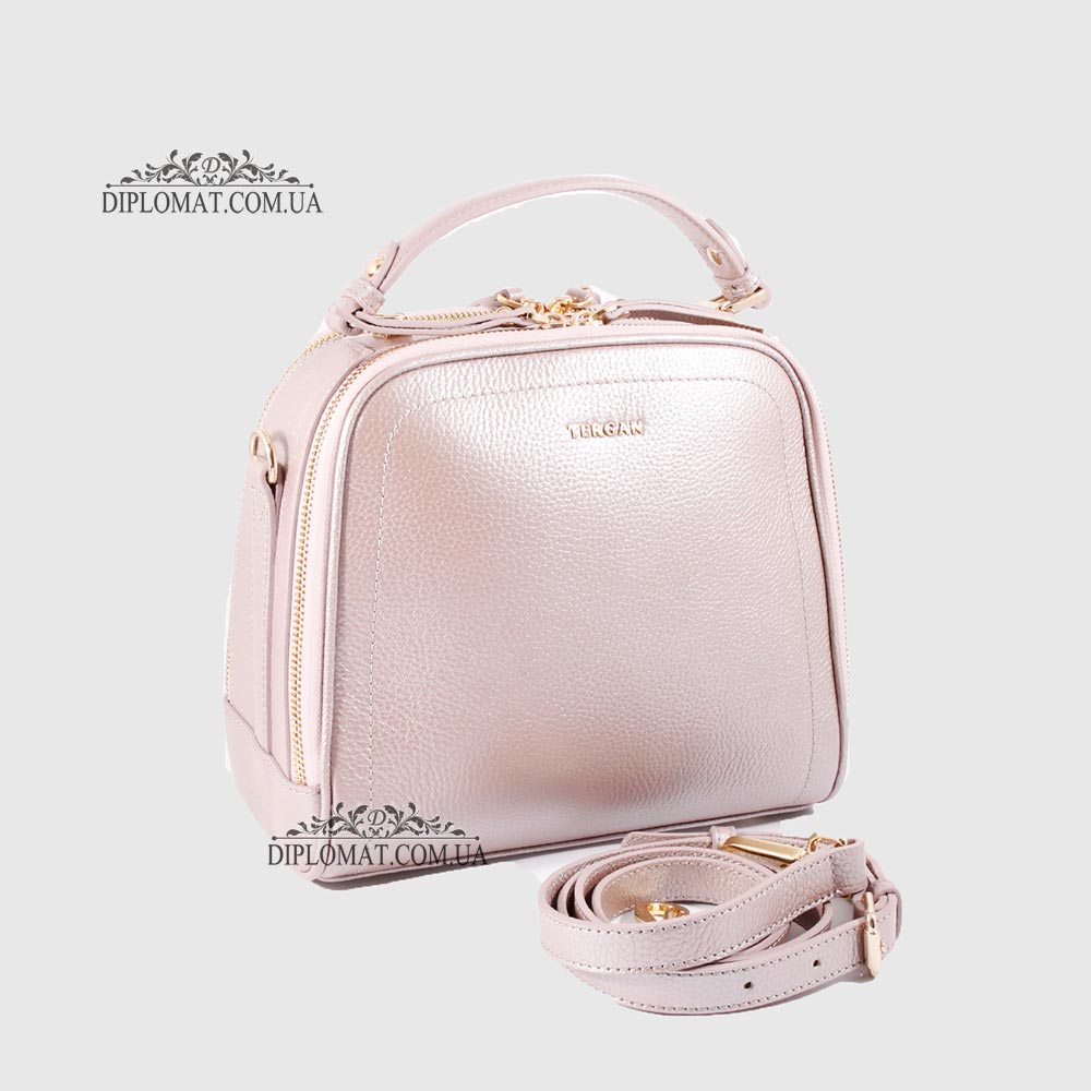 Сумка Сундук женская Кожаная TERGAN 79135  TAUPE PERLA MIMOZA Пудра