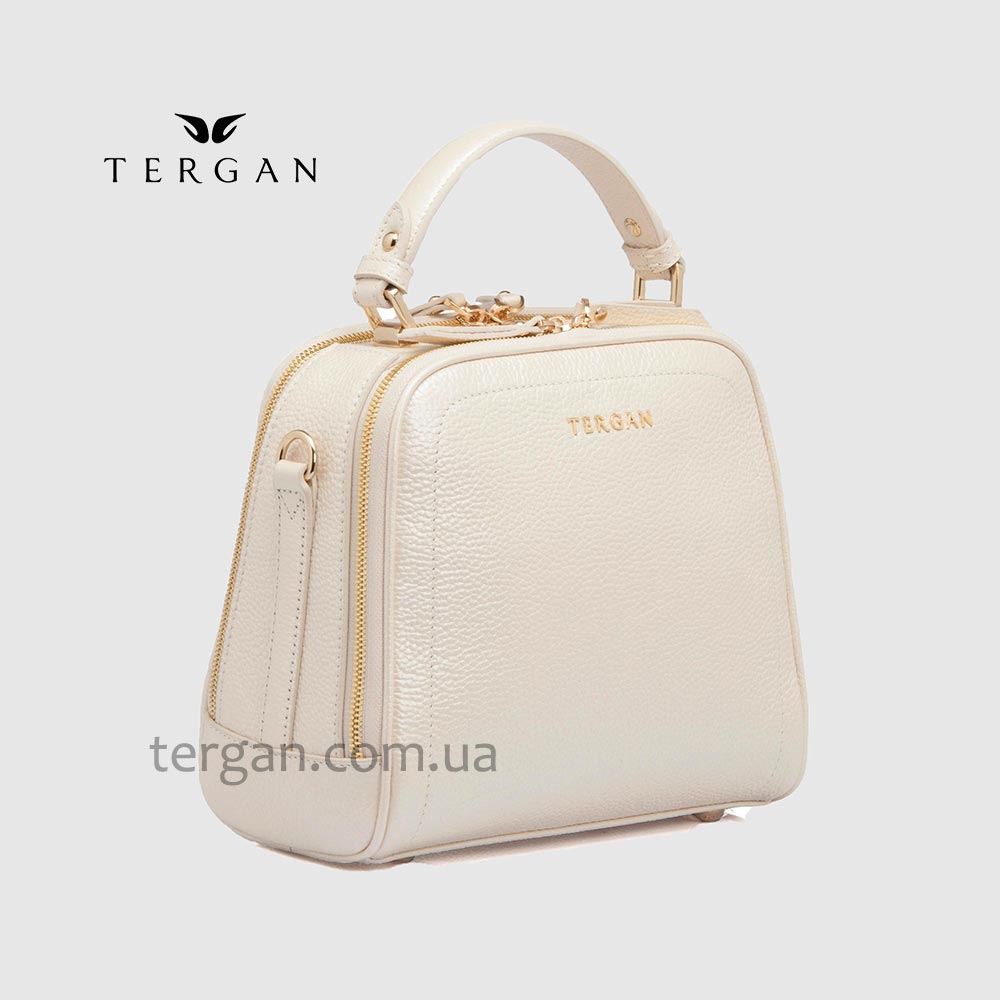 Сумка Сундук женская Кожаная TERGAN 79135  BEJ PERLA MIMOZA Белый